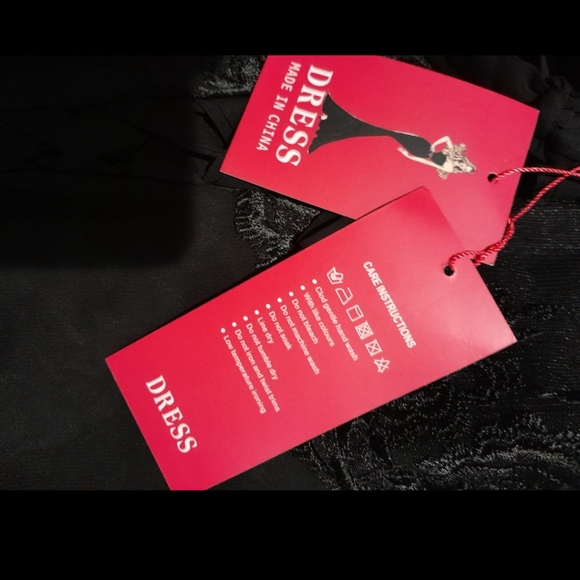 New - Taylored -Elegant Black Floor Length, Short Sleeve, Lace Top Dress, SZ Sm - Picture 5 of 5